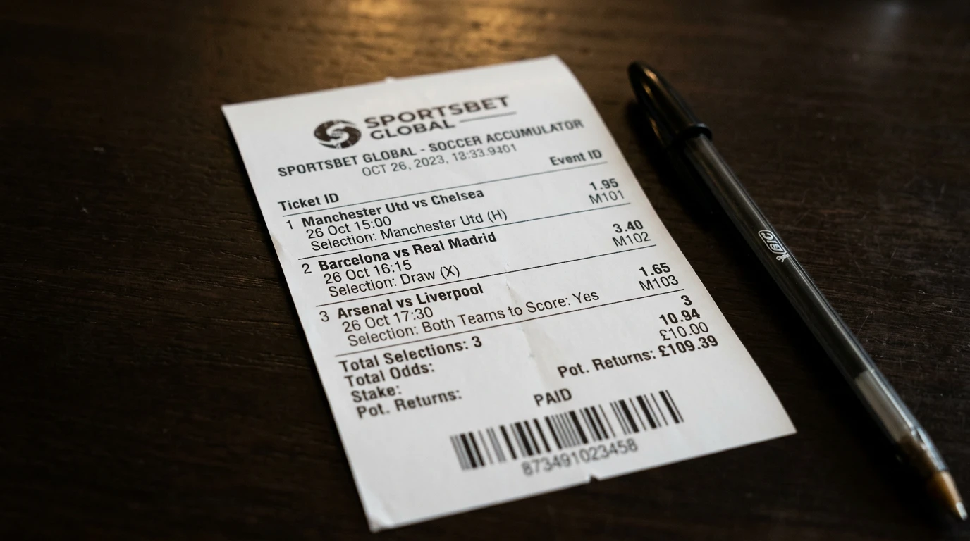 Boleto de apuestas con varias selecciones de partidos de la Serie A italiana