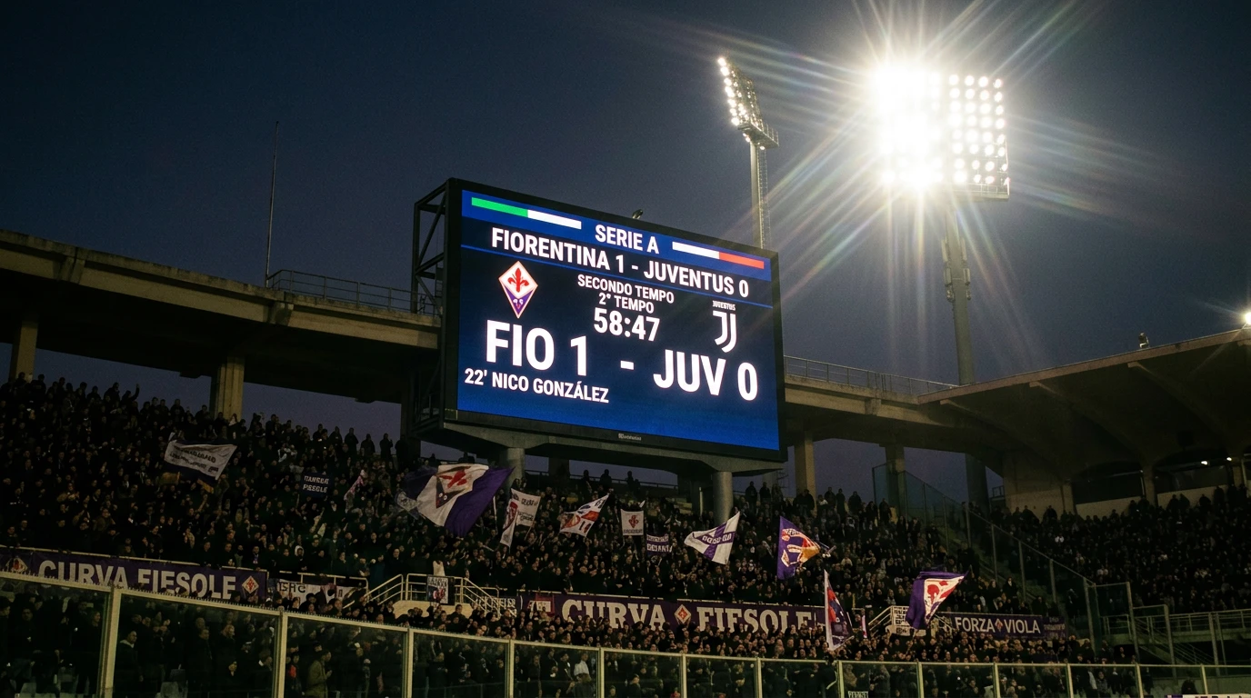 Marcador de estadio de fútbol italiano mostrando resultado de un partido de Serie A